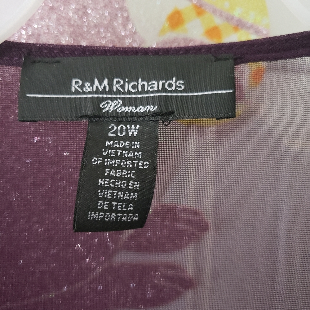 R&M Richards Plum Purple Cover Up Sheer Beaded Size 20W